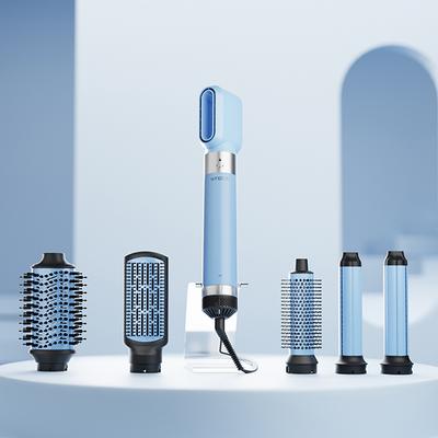 Winston 5 in 1 Hair Blow Brush Multi Styler with Auto Wrap Curler, Blow Brush, Straightening Brush, Dryer, and Curl Enhancer Suitable for All Hair Types- ICE BLUE 1s 1's - Hair Dryers