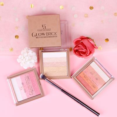 Half N Half Glow Brick Multi-Use Baked Highlighter with 5 Highlighting Shades, Pink Pearl-01 7.5 g - Highlighters & Illuminators