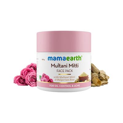 Mamaearth Multani Mitti Face Pack with Multani Mitti and Bulgarian Rose for Oil Control and Acne - Suits All Skin Types, 100gm - Face Packs