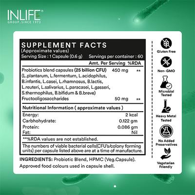 Inlife Pre & Probiotic Forte Veg Capsule 60's - Digestive Health