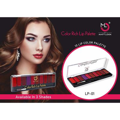 Matt Look 10 Colour Rich Lip Palette, Multicolor-03 8 gm - Lipsticks