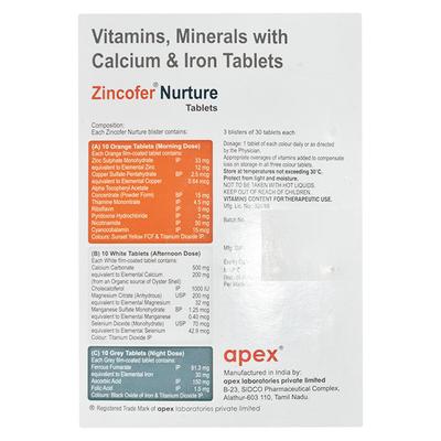 Zincofer Nurture Tablet 30'S - Iron Supplement/Anaemia-Vma