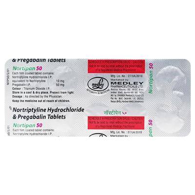 NORTIPAN 50mg Tablet 10's - Neuropathic Pain-Dru