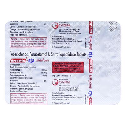 Arrestin SP Tablet 10'S - Pain relief-Nsa