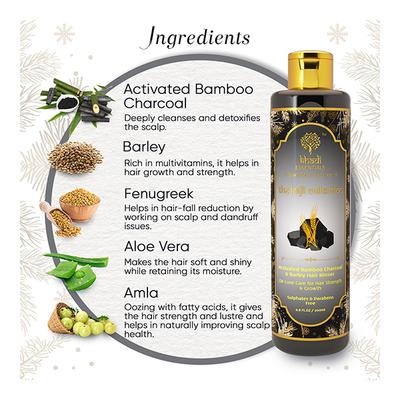 Khadi Essentials The Kajli Collection Hair Rinser - Activated Bamboo Charcoal & Barley 200 ml - Shampoos
