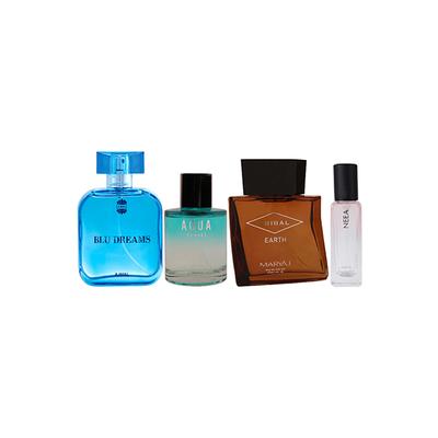 Ajmal Blu Dreams & Maryaj Aqua Brooke & Maryaj Tribal Earth EDP & Neea EDP Pack of 4 20 ml - Women Perfumes (Edt/Edp)