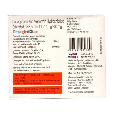 DAPAGLYN M 500 Tablet 15's - Diabetes-Ant