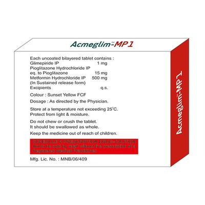ACMEGLIM MP 1 Tablet 10's - Diabetes-Ant