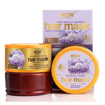 WOW Skin Science Rice Hair Mask with Rice Water, Rice Keratin & Lavender Oil 200 ml - Hair Masks & Packs