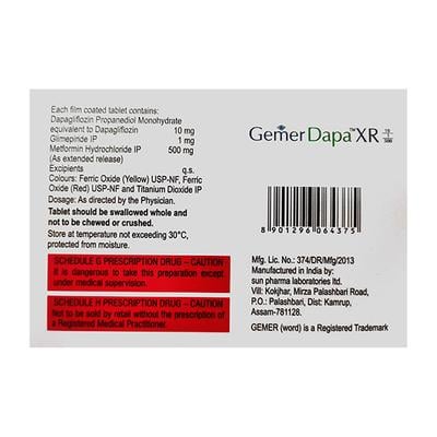 GEMER DAPA XR 10/1/500 Tablet 7's - Diabetes-Ant