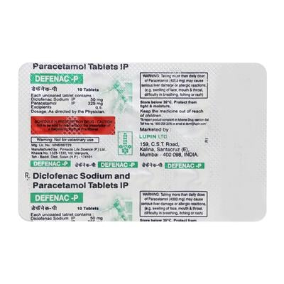 DEFENAC P GREEN Tablet 10's - Pain relief-Nsa