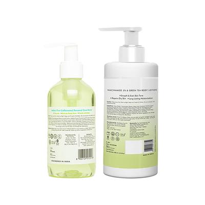 Mcaffeine Green Tea Bha Body Wash & Green Tea Niacinamide Body Lotion Combo 400 ml - Shower Gels & Body Wash