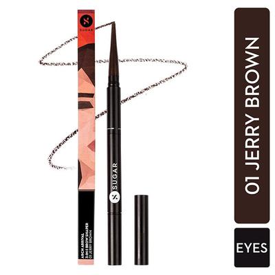 SUGAR Cosmetics Arch Arrival 3-in-1 Brow Shaper - 01 Jerry Brown (Medium Brown) 0.35 gm - Eyebrow Pencils & Enhancers