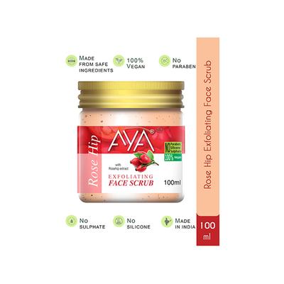 Aya Rosehip Exfoliating Face Scrub, No Paraben, No Silicone, No Sulphate 100 ml - Scrubs & Exfoliants