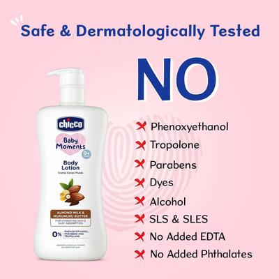 Chicco Baby Moments Body Lotion (0+ Months) - Almond Milk & Murumuru Butter 200 ml - Creams, Lotions & Oils