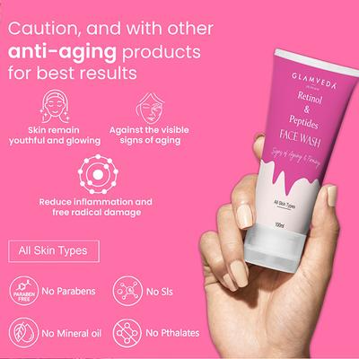 Glamveda Retinol & Peptide Anti Ageing Face WashFor Youthfull & Glowing Skin 100 ml - Face Wash & Cleansers