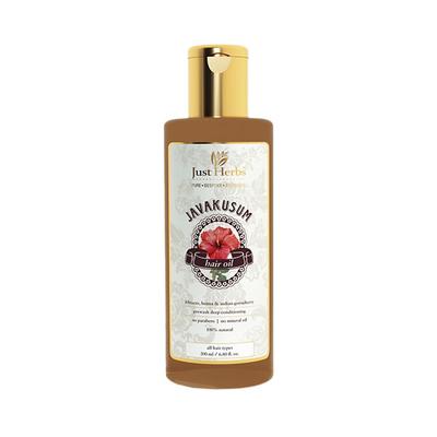 Just Herbs Ayurvedic Javakusum Hair Oil with Hibiscus, Henna and Indian Gooseberry Prewash Deep Conditioning All Hair Types 200ml - Hair Oils