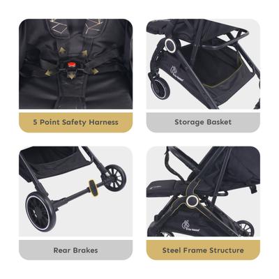 R for Rabbit Pocket Air Stroller - Black 1's - Baby Safety