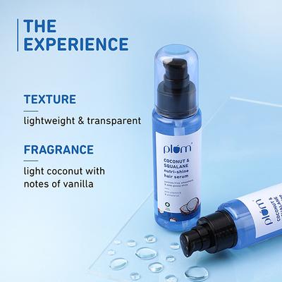 Plum Coconut & Squalane Nutri-Shine Hair Serum - Contains Coconut Oil, Squalene, Almond Oil 75 ml - Hair Serums