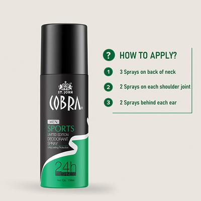 St. John Cobra Limited Edition Deodorant Body Spray Combo (Cool 150 ml + Sports 150 ml) + Cobra Deodorant Spray Combo (Envy 150 ml + Toxic 150 ml) 1's - Men Deodorants/Roll-Ons