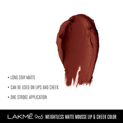 Lakme 9 To 5 Weightless Lip & Cheek Color Chocolate Mousse 9 Gm - Lipsticks