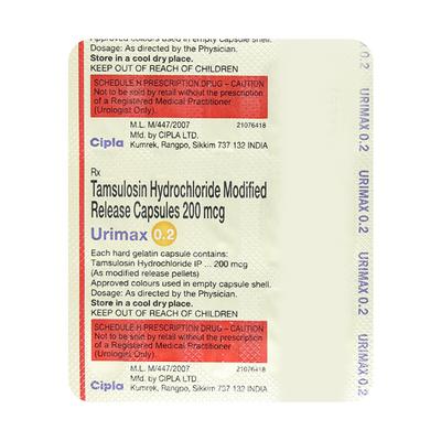 URIMAX 0.2mg Capsule 15's - Bladder And Prostate Disorders-Dru