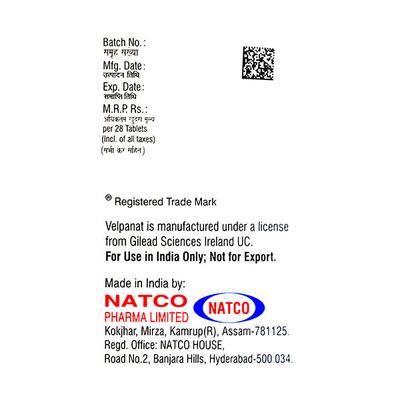 Velpanat Tablet 28'S - Viral infections-Ant