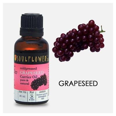 Soulflower Coldpressed Carrier Oil - Grapeseed 30 ml (N) - Hair Oils