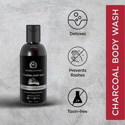 The Man Company Charcoal Body Wash - Lemongrass & Cinnamon 250 ml - Shower Gels & Body Wash