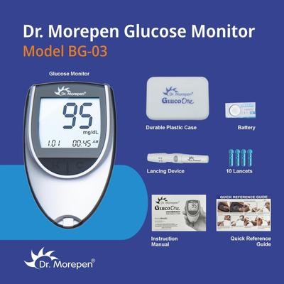 Dr. Morepen GlucoOne Blood Glucose Monitor (BG 03) + Blood Glucose Test Strips 50's - Blood Glucose Monitors/Strips
