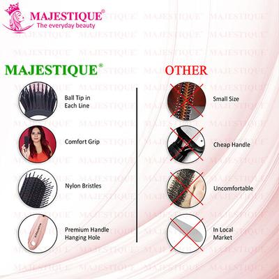 Majestique Prime Black Hair Brush 8 Row Flat Series, Bio-Friendly Detangling Brush 1's - Hair Brushes