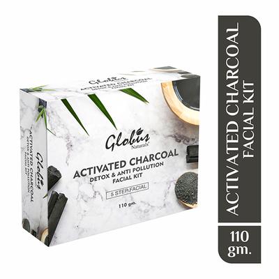 Globus Naturals Charcoal Facial Kit For Skin Exfoliation & Refreshed Glowing Skin 110 gm - Facial Kits