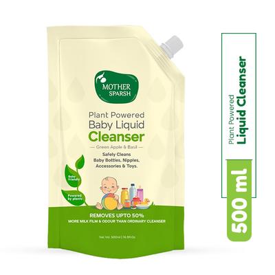 Mother Sparsh Natural Baby Liquid Cleanser Cleanser For Baby Bottles, Nipples, Refill Pack 500 ml - Baby Detergents