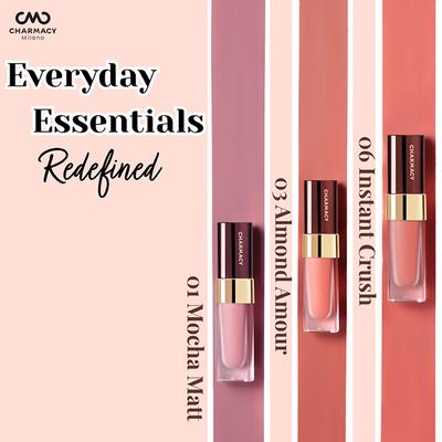 Charmacy Milano Bare Essentials Liquid Lipstick Trio - Everyday Mix 16.8 ml - Lip Kits & Palettes