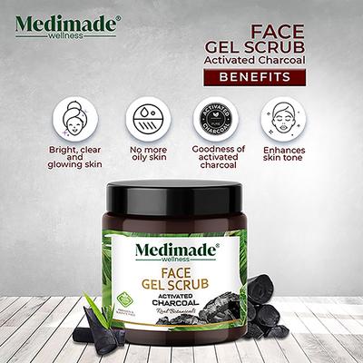 Medimade Activated Charcoal Face Gel Scrub 100 gm - Face Scrubs