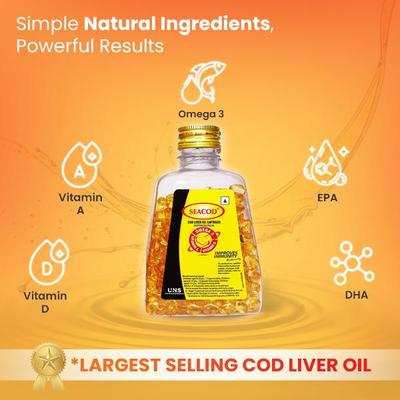 Seacod Cod Liver Oil Capsule 500's - Omega Fish Oil Fatty Acids