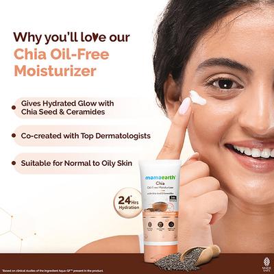 Mamaearth Chia Oil-Free Moisturizer with Chia Seed & Ceramides for Healthy Skin Barrier 80 gm - Face Moisturizers
