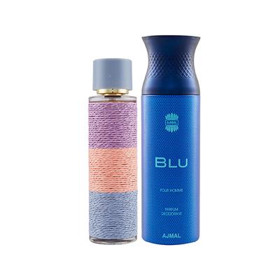 Maryaj Deuce Femme EDP Floral Fruity Perfume And Ajmal Blu Homme Deodorant Aquatic Woody Fragrance 300 ml - Perfumes (Edt/Edp)