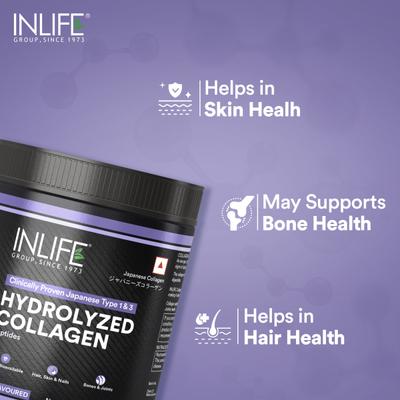 Inlife Hydrolyzed Collagen Peptides Powder - Unflavoured 200 g - Hair & Skin