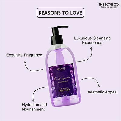 The Love Co. Lavender Hand Wash For Moisturized Hand - Gentle Cleanser for Soft Hands - Liquid Hand Soap Suitable for Sensitive Skin 300 ml - Hand Wash & Soaps
