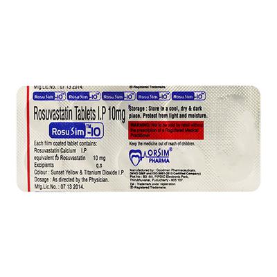 ROSUSIM 10mg Tablet 10's - High Cholesterol-Dys
