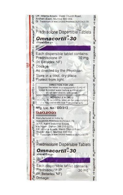 Omnacortil 30mg Tablet 10'S - Hormonal Therapy-Cor