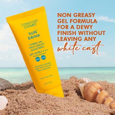 Conscious Chemist Sun Drink Ceramides Hybrid Gel Sunscreen SPF50 PA++++ With UVA/UVB & No White Cast 50gm - Face Sunscreen