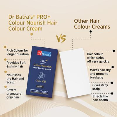 Dr Batras Pro+ Colour Nourish Hair Colour Cream for Rich Hair Color, Enriched with Amla - Brown 120 gm - Crème