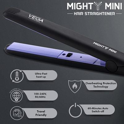 VEGA Professional Mighty Mini Hair Straightener, Black (VPVHS-10) 1's - Hair Dryers