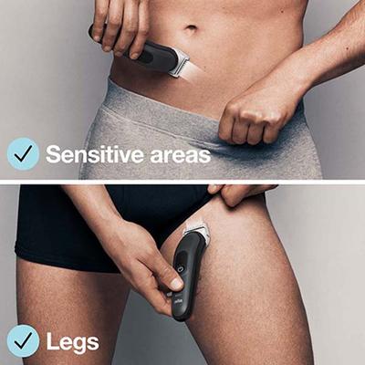 Braun Body Groomer 3 for Men from Gillette, BG3340, Manscaping Tool, SkinShield Technology Gray and Black 330 gm - Grooming Kits