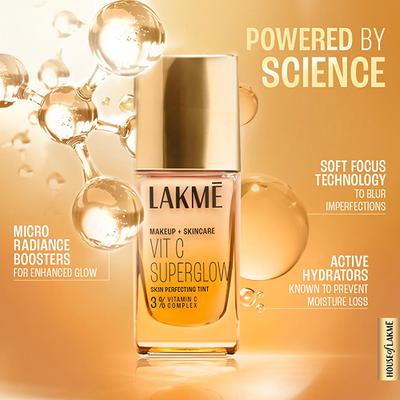 Lakme Makeup+Skincare Vitc Superglow Skin Perfecting Tint Cool Ivory C100 25 ml - Foundation