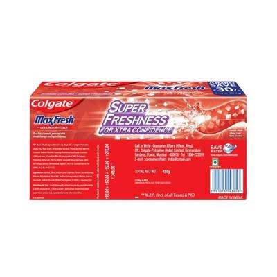 Colgate-Palmolive, Colgate MaxFresh Toothpaste, Red Gel Paste with Menthol for Super Fresh Breath (Spicy Fresh) pack of 3 150 gm - Toothpaste