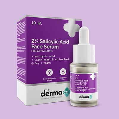 The Derma Co. 2% Salicylic Acid Serum with Witch Hazel & Willow Bark for Active Acne 10 ml - Face Serum
