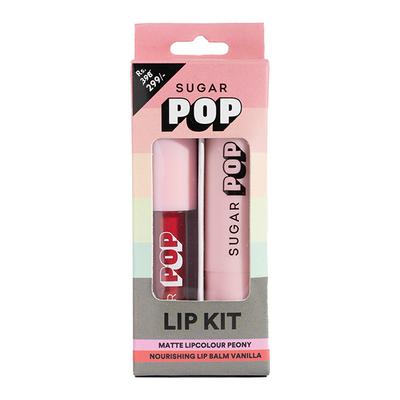 SUGAR POP Matte Lipcolour - 03 Peony + Nourishing Lip Balm - 03 Vanilla Lip Kit 10 gm - Lipsticks